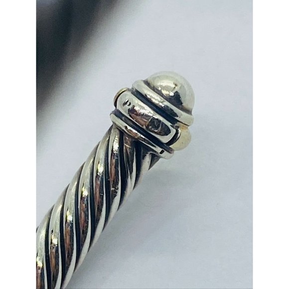 David Yurman Sterling Silver 18K 750 Gold 4mm Dome Bracelet 6.75" - Picture 8 of 9